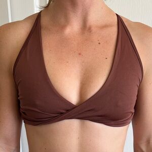 Brown seamless cross strap bralette